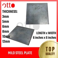 Mild Steel MS Plate Base Plate - 3mm 5mm 6mm 8mm 10mm 12mm Thickness - 6inches x 6inches