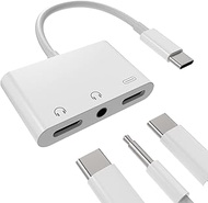 USB-C to 3.5mm Headphone Audio Adapter 3 in 1 DAC Dual Type C Jack Aux Charger Splitter Dongle Compa