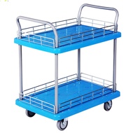ST/🥦Double-Layer Trolley Two-Layer Double-Armrest Trolley Fence Platform Trolley Trolley Trailer Large Trolley Fence JRO