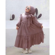 Arsyila Kids + Jilbab Fashion Dress Set Kerudung Anak Perempuan Bahan