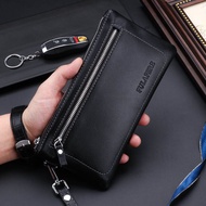 Men's Real Leather Long Large Capacity Zipper Small Wallet