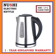 NUSHI NEK-1703SS  STAINLESS ELECTRIC KETTLE / LED BLUE LIGHT / CLEAR VIEW / 1.7 LITRE / BOIL / DRY / OVERHEAT PROTECTION / FAST SHIPPING