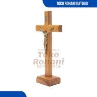 15 CM Brass Corpus Sitting Catholic Table Cross/ Altar Jesus Statue/