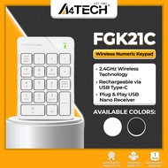 A4Tech Fstyler FGK21C 2.4G Wireless Rechargeable Numeric Keypad, 18 Low-Profile Keys Numpad PC Mac