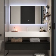 Minimalist Stone Slab Integrated Basin Bathroom Cabinet Set Integrated Bathroom Sink Basin Wash Basi