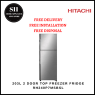 HITACHI RH240P7MSBSL 203L 2 DOOR FRIDGE [BRILLIANT SILVER] - 1 YEAR LOCAL WARRANTY