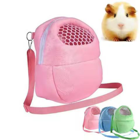 Hamster Travel Carrier Bag Chinchilla Guinea Pig Bunny Breathable Carrier Cage Warm Soft Travel Walk