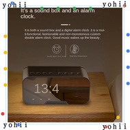 YOHII LED Display Alarm Clock, ABS Bass-heavy Wireless Bluetooth Speaker Clock, Portable Receiving Voice Prompt Stereo TF/FM Radio Mini Card Mirror Alarm Clock