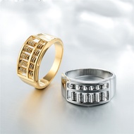 Fashionable and minimalist abacus titanium steel ring can fluctuate abacus ring