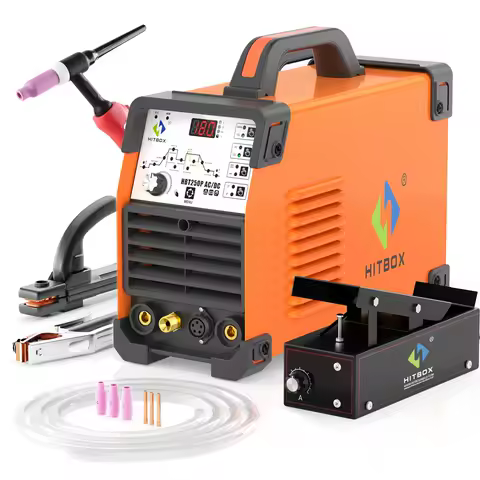 HITBOX 200A 6 in 1 HF TIG AC/DC Aluminum Welding Machine MMA ARC Argon Precise Digital Pulse Stainle