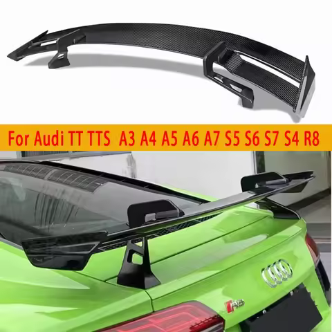 For Audi TT TTS A3 A4 A5 A6 A7 S5 S6 S7 S4 R8 Carbon Fiber Tail fins Rear Trunk Spoiler Guide Wing C