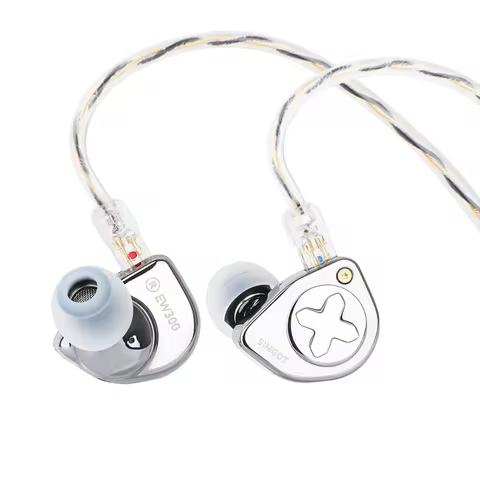 SIMGOT EW300 IEM HIFI Earphones with Detachable Nozzles Silver-Plated OFC IEM Cable for Musician 1DD