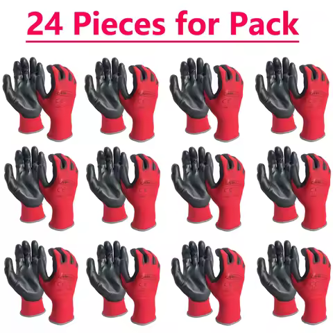 24Pieces(12 Pairs) Gardening Work Gloves, Breathable Protective Gloves with a superior Grip Coating,