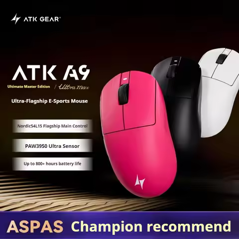 Genuine ATK Dragonfly A9 Ultimate Ergonomic Gaming Esports Wireless Mouse PAW3950Ultra Sensor 500mAh