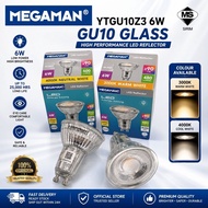 MEGAMAN GU10 LED Bulb 6W Glass Spotlight | 3000K Warm White / 4000K Cool White | SIRIM YTGU10Z3 lamp