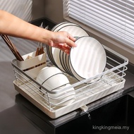 Kitchen Stainless Steel Dish Rack for Bowls and Plates with Drain Tray, 9WL5
