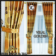 Gorden Pintu Kamar Dan Ruang Tamu Mewah Blackout Import Motif Bunga Ungu