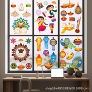 Wholesale HAPPY Diwali Electrostatic Window Sticker Happy Diwali 2023 Deepavali Decor Festival Window Glass Decoration Sticker Set