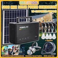 Portable Solar Generator Solar Powered Generator Kit Solar Panel LED Bulb AC Outlets Emergency Backu