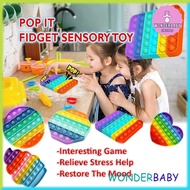 READYSTOCK POP IT Fidget Sensory Toy Rainbow Mainan Budak Perempuan Relieve Stress Pop Adult Children Anti Stress Game