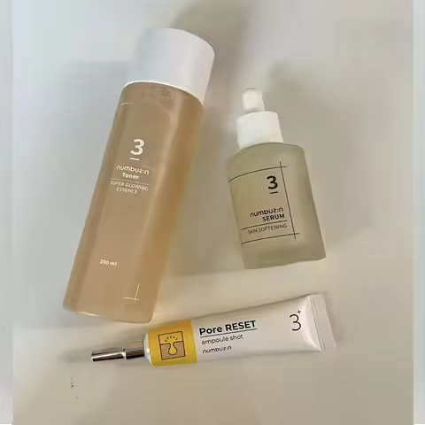 Korean Numbuzin Number 3 Skin Care - Tone-up Cream, Super Glowing Toner, Soft And Shiny Facial Serum