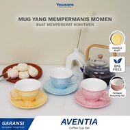 Aventia Tea Cup SET Lebaran / Cangkir Cantik SET Minuman Teh Kopi Warna-warni 260 ml Gelas Keramik k