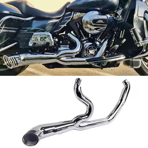 SHARKROAD 2-into-1 Exhaust Pipes for Harley Davidson 1995-2016 Motorcycles Full Exhaust System Upgra