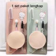 PISAU ALIS 1SET KUAS MAKEUP KUAS MASKARA SPON BEDAK 1 SET
