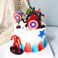 4 In 1 Marvel Avengers Iron Man Hulk Thor Captain America Action Figure  Cake Topper Gift Anime Mini Collection Figurine Toy