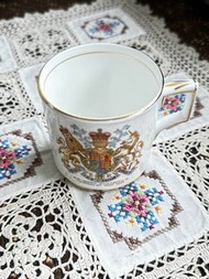 Vintage英國制造1953年 古董手工骨瓷描金花茶杯咖啡杯奶茶杯