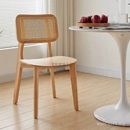 Hx2 Solid Wood Medieval Rattan Dining Chair Household Lonely Japanese Rattan Chair Nordic Backrest C