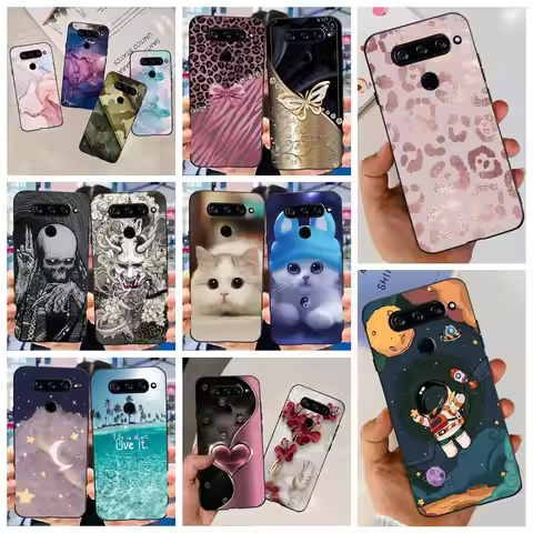 For LG V40 ThinQ Case Cover For LG V35 V35+ ThinQ Soft TPU Silicone Cases Fashion Flower Cute Patter