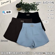 ✨January✨5842 银扣装饰 罗马布料高腰短裤