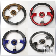 13" MOMO Racing Thick Flat Steering Wheel Inci Sport Boss Kit Hue Stereng Kereta Kancil Viva Myvi Ax