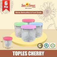 (6 pcs) Plastic Jars / Leaf Jars / Eid Jars / Round Jars / CHERRY Sunflower Jars