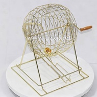 Gold Bingo Cage Metal Lotto Bingo Machine Manual Rotary Lotto Bingo Lottery Cage
