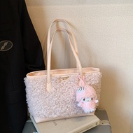 Korean Style Large-Capacity Lamb Furry Bag Female Commuter Shoulder Bag Cute All-Match Furry Bag Tot