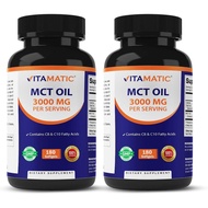 Vitamatic 2 Packs MCT Oil Capsules 3000 mg per Serving - 180 Softgels - from Coconut Oil - Contains 