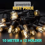 OFFER 10 METER X 12 LAMP HOLDER (E27) WATERPROOF OUTDOOR LED LIGHT GARDEN WATERPROOF WAYAR SOKET LAM