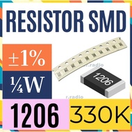 10 pcs R Resistor 330K ohm smd 1206 330 K ohm 330Kilo Ohm 1%