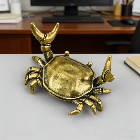 1Pc Vintage Imitation Weightlifting Crab Desktop Ornament, Creative Funny Birthday Gift for Home Off