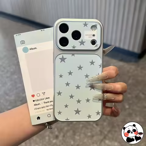 Cute Silver Star Case With Strap For Tecno Spark 50 40 40C 30C 20 20C 10C Pro Plus 9 8C 6 Go 3 2 2S 