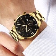 {Miracle Watch Store} Geneva Fashion Mens Watches Luxury Gold Stainless Steel Quartz Wrist Watch Men Business Casual Calendar Clock relogio masculino
