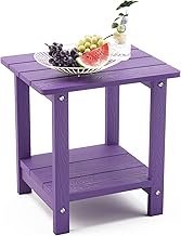 LUE BONA Adirondack Outdoor Side Table, 2-Tier Purple Poly Patio End Table Weather Resistant, Morden