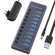 10-Port USB3.0 HUB Ten-Port HUB Docking Station with Independent Switch 12V Power Charging USB Split