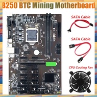 (KUEV) B250 BTC Mining Motherboard with CPU Cooling Fan+2XSATA Cable 12XGraphics Card Slot LGA 1151 SATA3.0 for BTC Miner