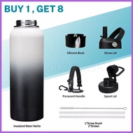 ◿ ✧ ¤ (40oz) Insulated Water Bottle Flask Tumbler 1 liter  Hot and Cold Vacuum with Spout Lid/Straw