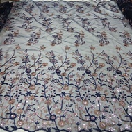-premium spangle sequin embroidered tulle fabric | Sequin tulle fabric | Tulle kebaya fabric latestW