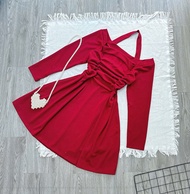 Đầm thiết kế thời trang bigsize nữ tay dài trễ vai dáng xòe dáng hách sang chảnh dành cho nàng chup