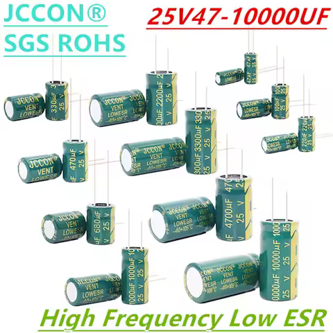 5-50Pcs JCCON Aluminum Electrolytic Capacitor 25v47uf 100uf 220uf 330uf 470uf 680uf 1000uf 2200uf 33